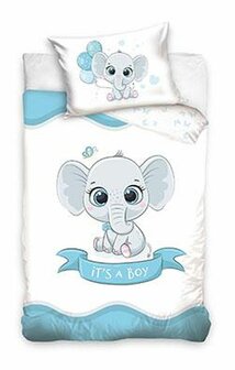 Kinderdekbedovertrek 100x135 Blue Elephant