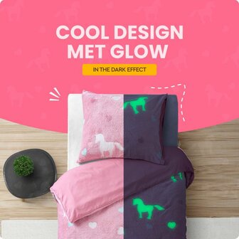 Dekbedovertrek Glow in the dark Unicorn Roze