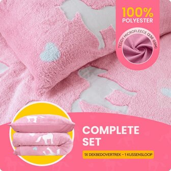 Dekbedovertrek Glow in the dark Unicorn Roze
