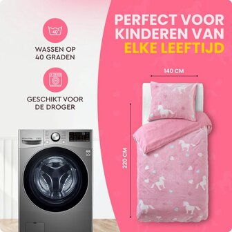 Dekbedovertrek Glow in the dark Unicorn Roze