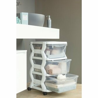 Bama Insieme Ladesysteem met Wieltjes 3 Laden 36x40x62 cm Wit/Transparant