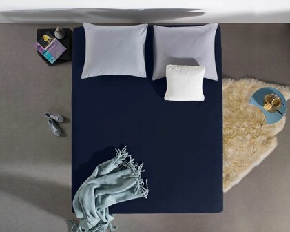 Hoeslaken 140x200 Jersey Donker Blauw