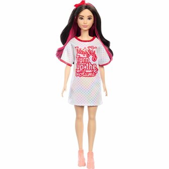 Barbie Fashionista Pop Witte Jurk Donker Haar