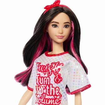 Barbie Fashionista Pop Witte Jurk Donker Haar