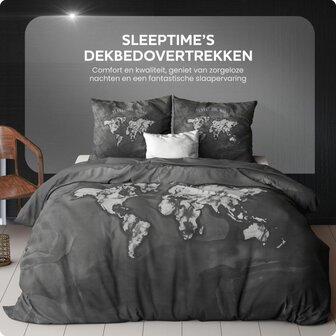 Dekbedovertrek 240x200/220 Marble World Antraciet