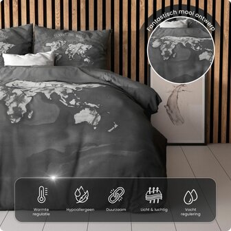 Dekbedovertrek 240x200/220 Marble World Antraciet