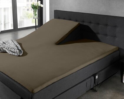 Splittopper hoeslaken 160x200/220 jersey taupe