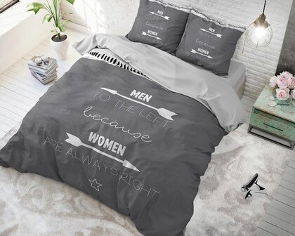 Dekbedovertrek 200x200/220 Women Always Right Antraciet