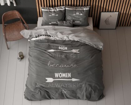 Dekbedovertrek 200x200/220 Women Always Right Antraciet