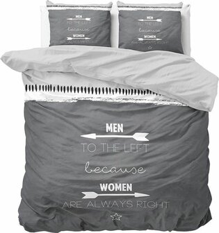 Dekbedovertrek 200x200/220 Women Always Right Antraciet