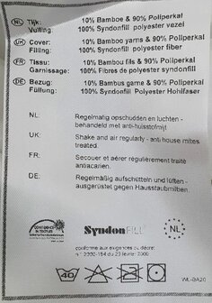 Bamboe Dekbed 240x200 Anti-Allergisch