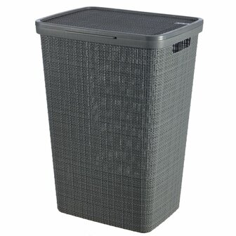 Wasmand met Deksel Jute-Look 58L