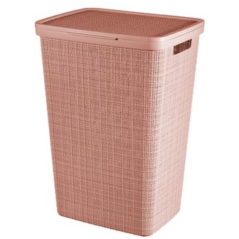 Wasmand Met Deksel Jute-Look