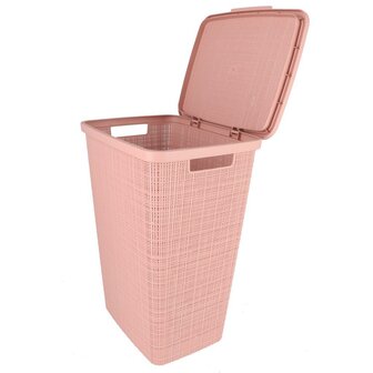 Wasmand Met Deksel Jute-Look