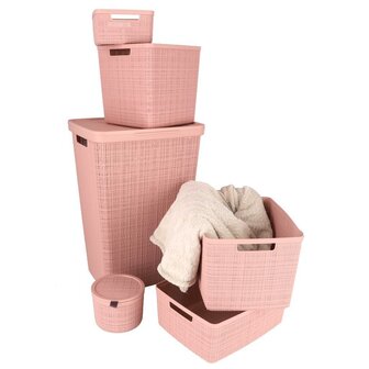 Wasmand Met Deksel Jute-Look