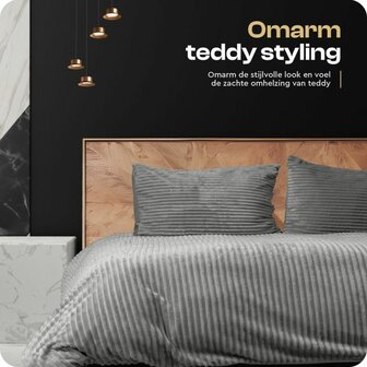 Rib Teddy Grijs 200x200/220