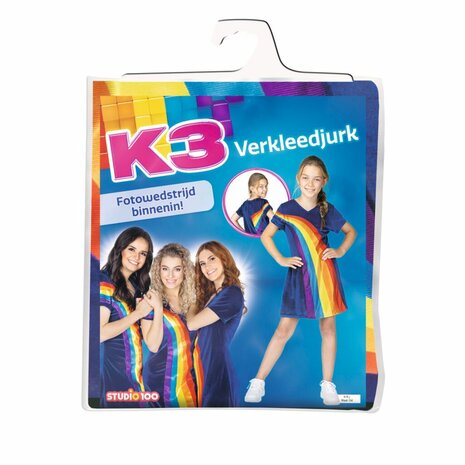 K3 Regenboog Verkleedjurk Blauw 6-8 Jaar