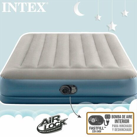2-Persoons Luchtbed 152x203x30 cm + Ingebouwde Pomp Grijs/Blauw