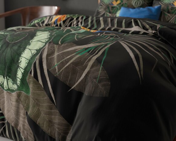 Dekbedovertrek 200x200-220 Dark leaves Groen Microvezel