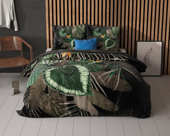 Dekbedovertrek 200x200-220 Dark leaves Groen Microvezel