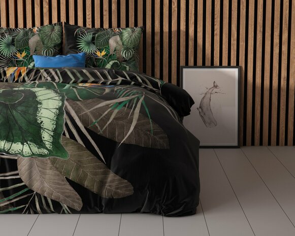 Dekbedovertrek 200x200-220 Dark leaves Groen Microvezel