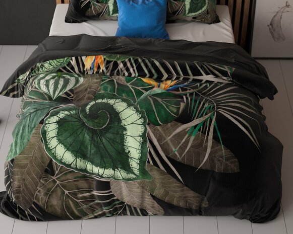 Dekbedovertrek 200x200-220 Dark leaves Groen Microvezel