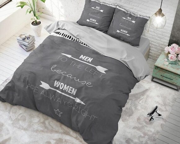 Dekbedovertrek 200x200/220 Women Always Right Antraciet