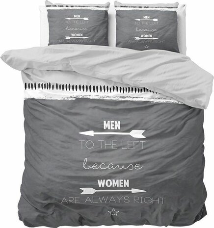 Dekbedovertrek 200x200/220 Women Always Right Antraciet
