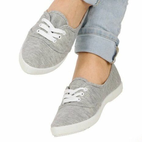 Dames zomerschoen canvas grijs