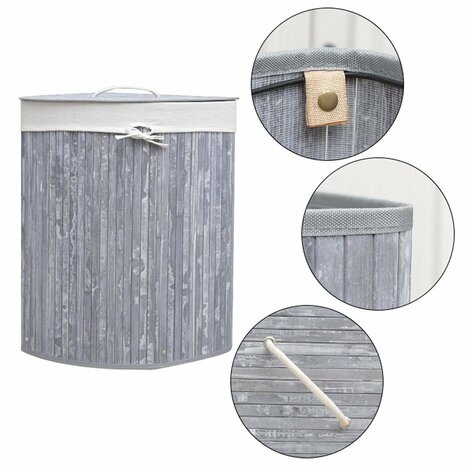Opvouwbare Bamboe Wasmand Grijs/Wit