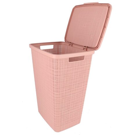 Wasmand Met Deksel Jute-Look