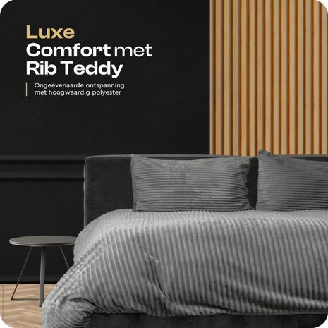 Rib Teddy Grijs 140x200/220