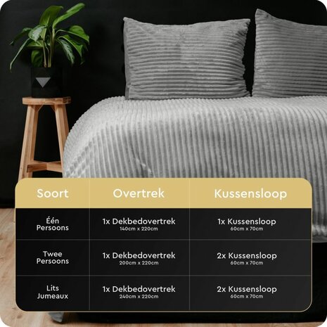 Rib Teddy Grijs 200x200/220