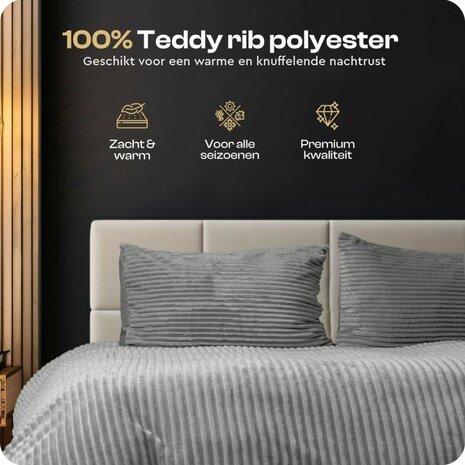Rib Teddy Grijs 200x200/220