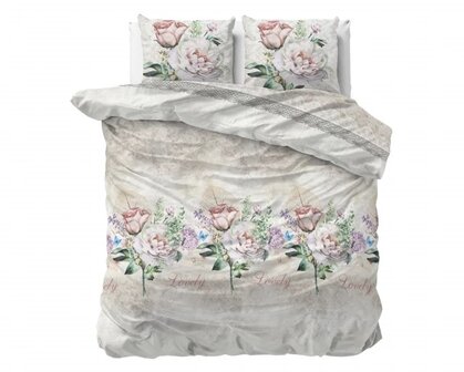 Sleeptime dekbedovertrek 140x220 Lovely Flower Beige