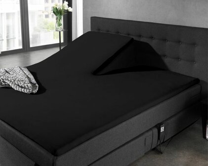 Beau Maison Luxe Splittopper Hoeslaken Zwart &ndash; 180x200-220 cm