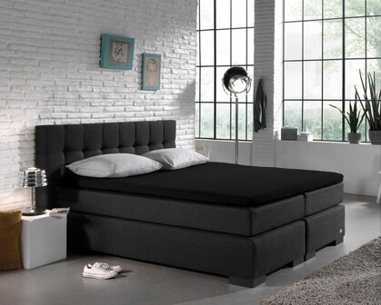 Beau Maison Luxe Splittopper Hoeslaken Zwart &ndash; 180x200-220 cm