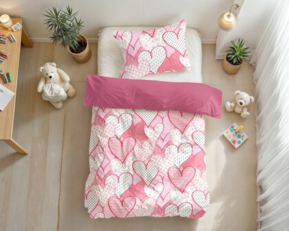 Dekbedovertrek Hearts love Roze 140 x 200/220