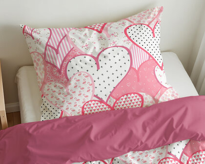 Dekbedovertrek Hearts love Roze 140 x 200/220