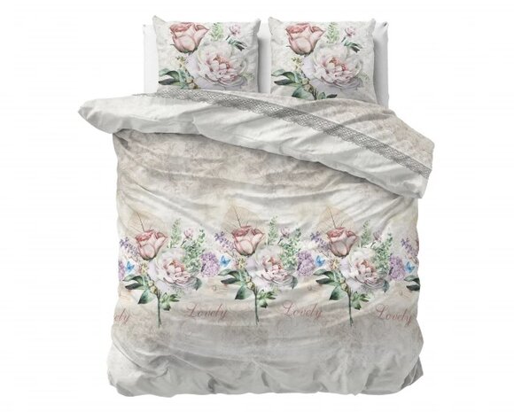 Sleeptime dekbedovertrek 140x220 Lovely Flower Beige