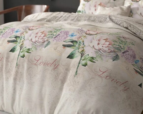 Sleeptime dekbedovertrek 140x220 Lovely Flower Beige
