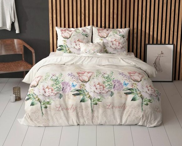 Sleeptime dekbedovertrek 140x220 Lovely Flower Beige