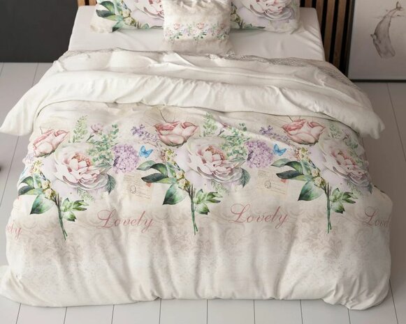 Sleeptime dekbedovertrek 140x220 Lovely Flower Beige