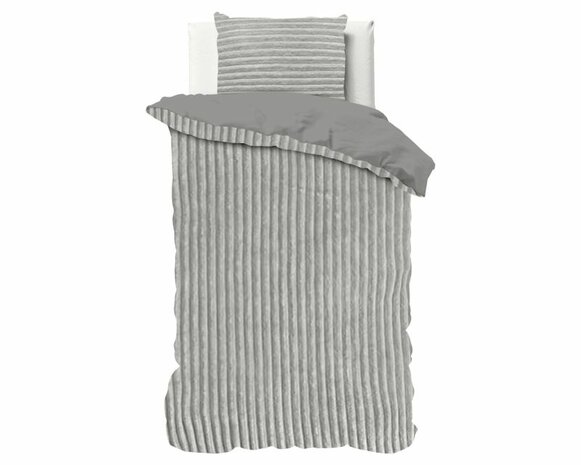 Sleeptime Rib Teddy dekbedovertrek 140 x 200/220 Grijs