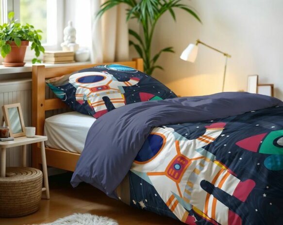Dekbedovertrek Space man 2 Blauw 140 x 200/220