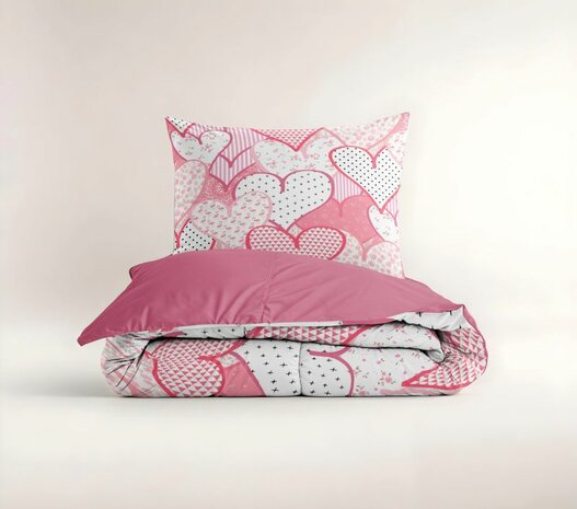 Dekbedovertrek Hearts love Roze 140 x 200/220