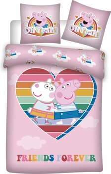 Kinderdekbedovertrek 140x200 Peppa Pig Friends forever