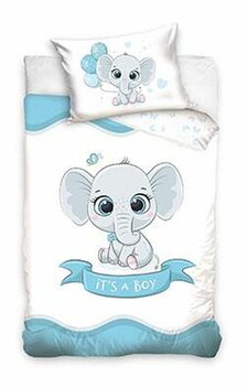 Kinderdekbedovertrek 100x135 Blue Elephant