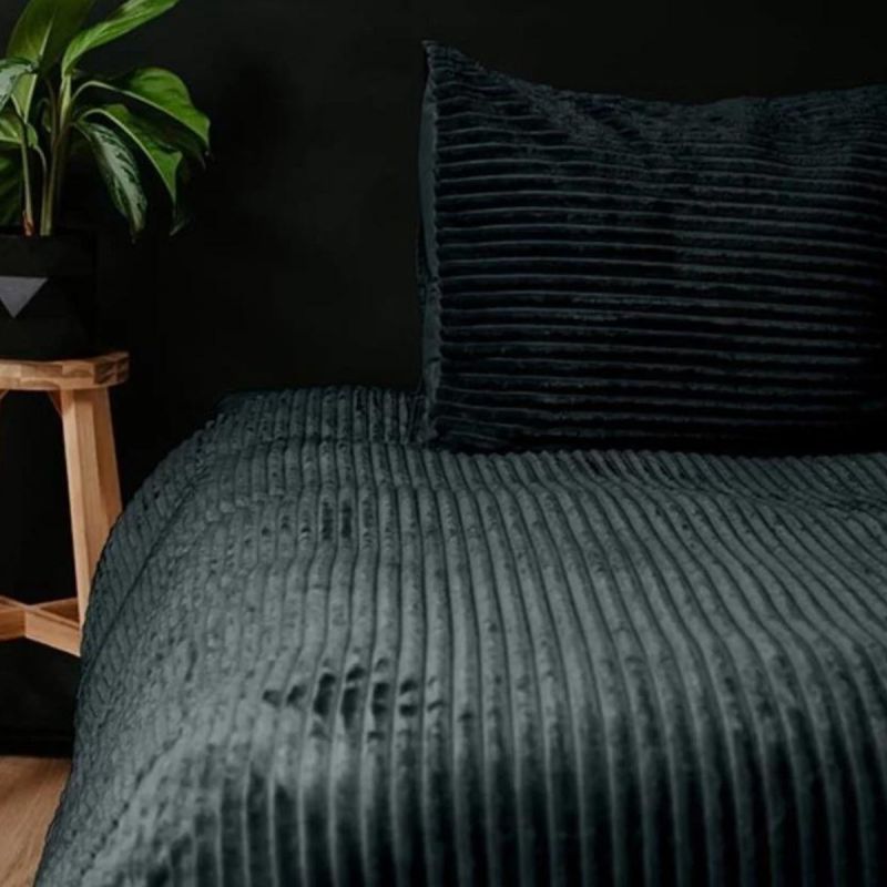 Rib Teddy Dekbedovertrek 140x200/220 Zwart