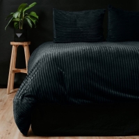Rib Teddy Dekbedovertrek 140x220 Zwart